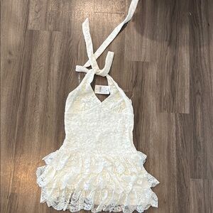 White Lace Halter Dress